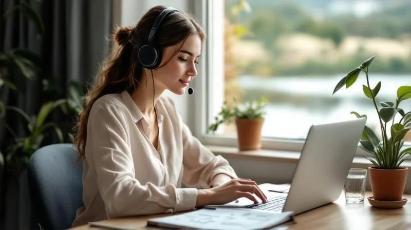 Quereinsteigerin lernt KI-Tools am Laptop in einer Koblenzer Wohnung